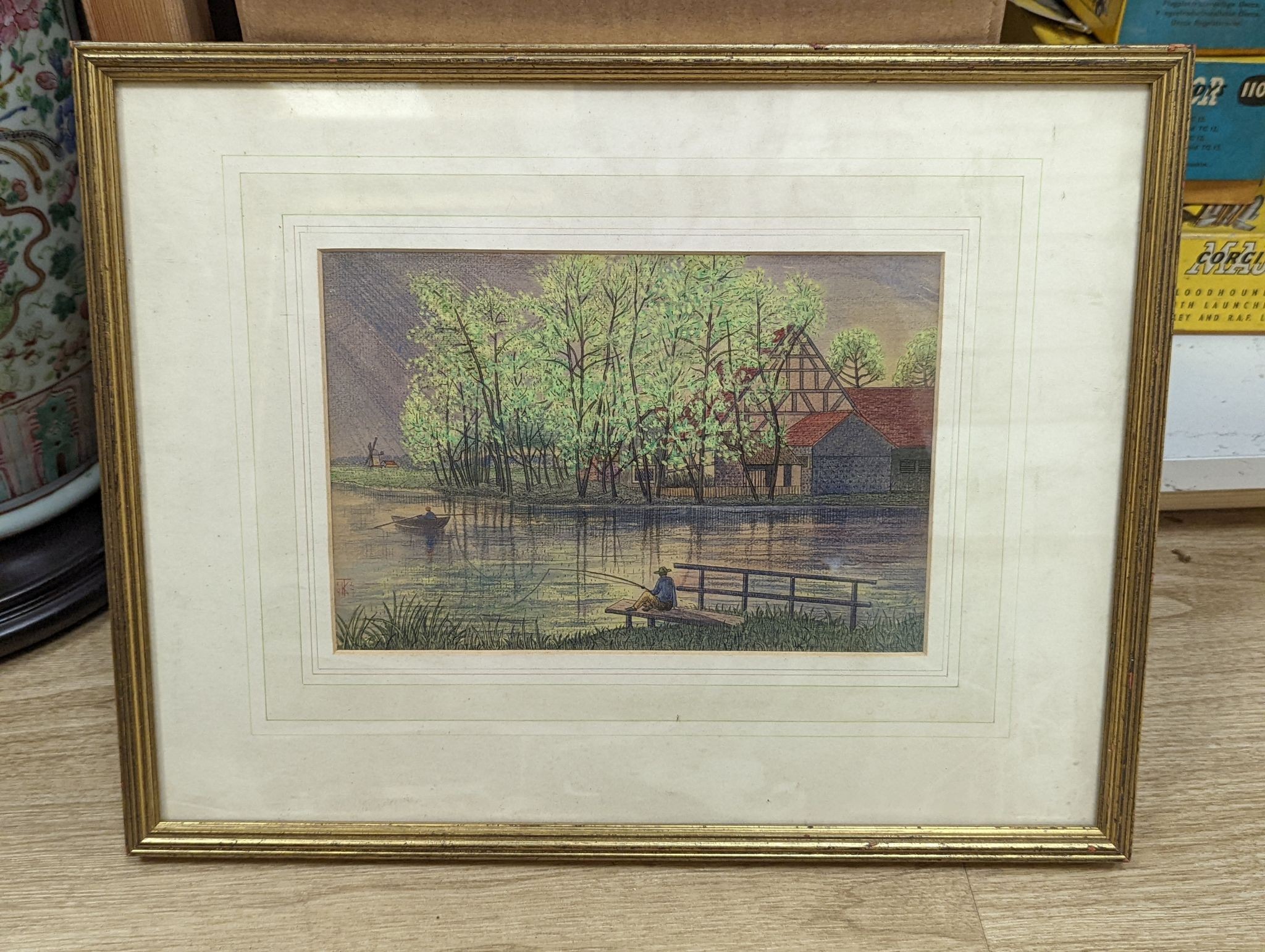 Kechie Tenneuf, ink and conte crayon, 'April', monogrammed and dated 1927, 17 x 25cm